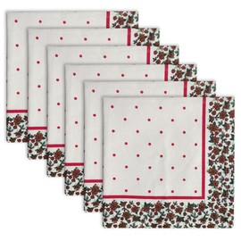 CHARDIN HOME 100% Cotton Holly Napkins - Red-White-Green Christmas Table Linen, 45x45 cm (18x18 in), Set of 6 Festive Reusable Cloth Napkins, Perfect for Holidays, Dinner Parties, Birthdays, Weddings