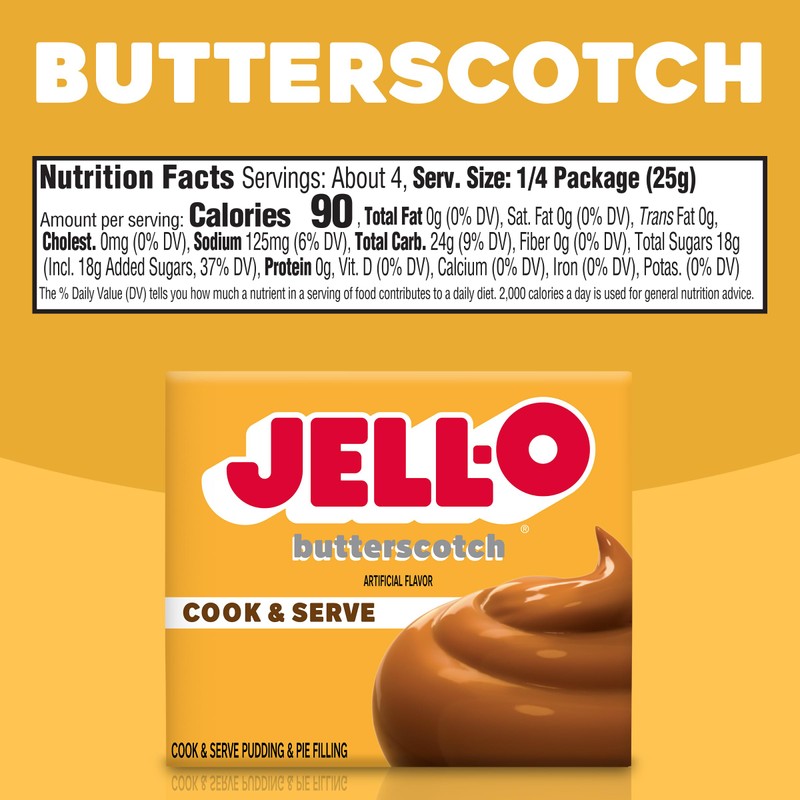 Jell-O, Cook & Serve, Pudding & Pie Filling, Butterscotch, 3.5oz