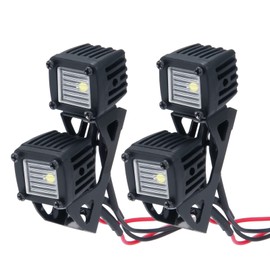 MORFUM RC Car LED Lights Headlights Headlamp Square Lens Spotlight 2PCS Compatible with 1/10 RC Crawler Car TRX4 TRX6 Axial SCX10 90046 RR10 D90 Upgrades Parts (B-Striped)