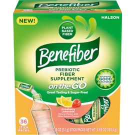 Benefiber Fiber Supplement, Strawberry Lemonade, On The Go Stick Packs, 36 Count