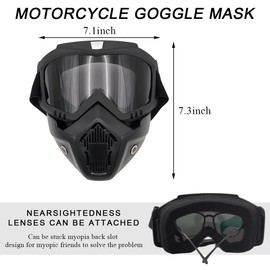 SHMZK Motorcycle Helmet Goggles, Fog-Proof Goggle Face Protection Mask, Riding Racing Goggles For Men Women (Gray)