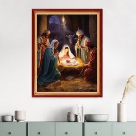 Dimensean - Kits de punto de cruz estampados, gama completa de patrones de bordado, kits de inicio para principiantes, adultos o niños, kits de punto de cruz, 11 quilates, pesebre de 16 x 20 pulgadas