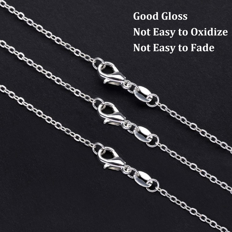 50 Pack Necklace Chains Bulk Silver Plated Cable Chain Pack