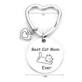 Cat Keychain, Best Cat Mom Ever Keychain, Cat Lover Keychain, Cute Cat Gifts for Women, Animal Lovers, Stainless Steel Cat Keychain for Birthday, Mother's Day, Christmas, Cat Mom Gifts for Women