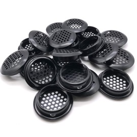 20Pcs Air Vents 35mm Circular Soffit Vent Stainless Steel Round Vent Mesh Hole Louver for Kitchen Bathroom Cabinet Wardrobe (Black)