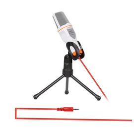 Kisangel Wired Condenser Microphone with Holder Clip for for and Laptop White for Sound Recording and Easy Setup