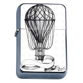 Perfection In Style Silver Flip Top Oil Lighter Vintage Hot Air Ballon Design 006