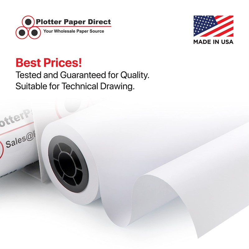 Plotter Paper Direct (18lb, Translucent | 4 Rolls, 2" Core