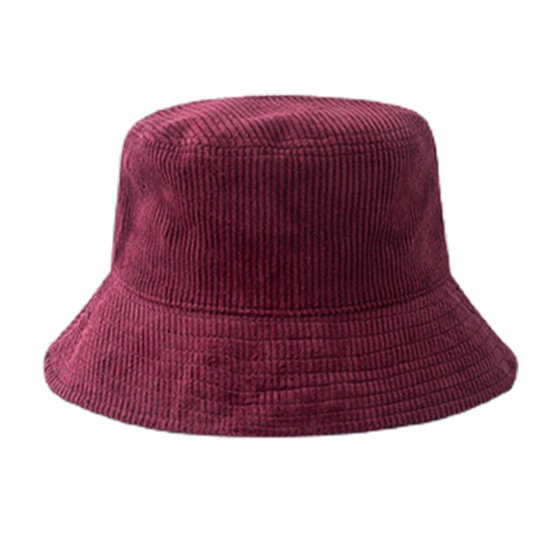 niumanery Unisex Winter Warm Corduroy Velvet Bucket Hat Ribbed Solid
