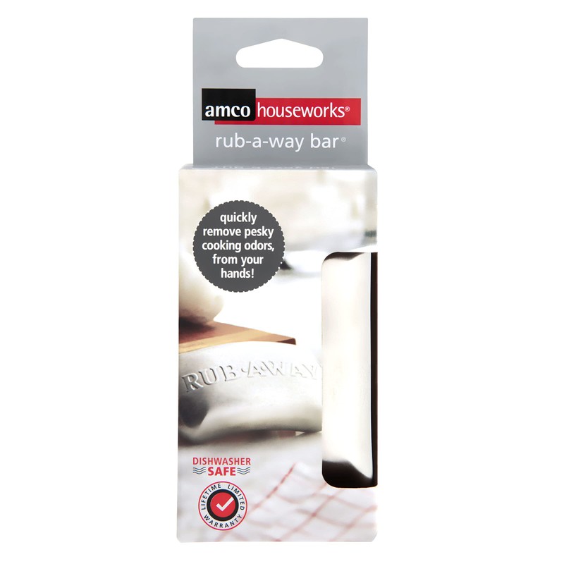 Amco Rub-a-Way Bar, Stainless Steel Odor Absorber (4" x 2.25")