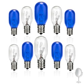 Stitokg 10-Pack 120V Lighting Makeup Mirror Bulb - E12 Candelabra Base T20 Light Bulbs, 5 Clear & 5 Blue Bulbs Included - Ideal Replacement LED Bulbs for Lighted Makeup Mirror