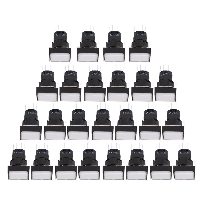 25 Pcs Industrial Push Button Switch Self Locking Push Button