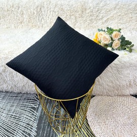 Booque Valley Black Pillow Covers, Pack of 2 Super Soft Elegant Modern Daily Cushion Covers Decorative Stretchy Pillow Cases for Sofa Bed Car Chair, 20 x 20 inch(Black)