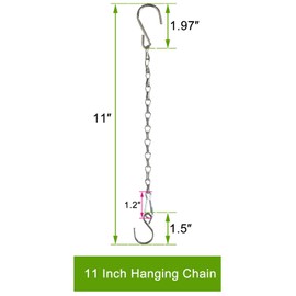 Sersberg Chain for Hanging Plants,11 Inch Silver Hanging Chain, Small Hanging Basket Chain Kits with Hooks for Bird Feeder Plant Extender Porch Wind Chime (Silver, 11 Inch-6PCS)