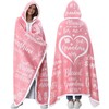 Mothers Day Grandma Gifts Cozy Pink Fleece Wearable Blanket Hoodie,