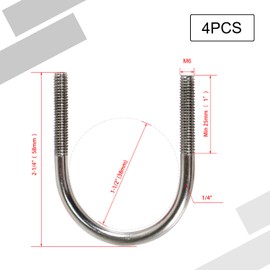 Aopin Stainless Steel U-Bolt 1/4"(D) x 1-1/2"(W) X 2-1/4"(L) Steel Antenna Clamps Boat Trailer Replacement U-Bolt with Accessories Nut, Baffle, Spring Release Washer.4Pcs