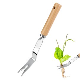 RJLLKD 30cm Weed Removal Tool With V-Shape Fork, Stainless Steel Long Handle weed puller root remover Manual Dandelion weeding tool for Yard Farmland, Transplant, Cultivating, Patio Crack Lawn Grass