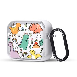 MOSNOVO Case for Airpods Pro & Airpods Pro 2, Protective Clear Case with Shockproof Dual Layer Hard Luxe Metal Ring Designed for Airpods Pro 2 Generation - Dinosaur Land