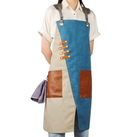 Small snail Retro Canvas Pottery Apron Waterproof Split Leg Apron for Men Women Cross Back Apron with Pockets for Garden Woodwork Painting Hairdressing