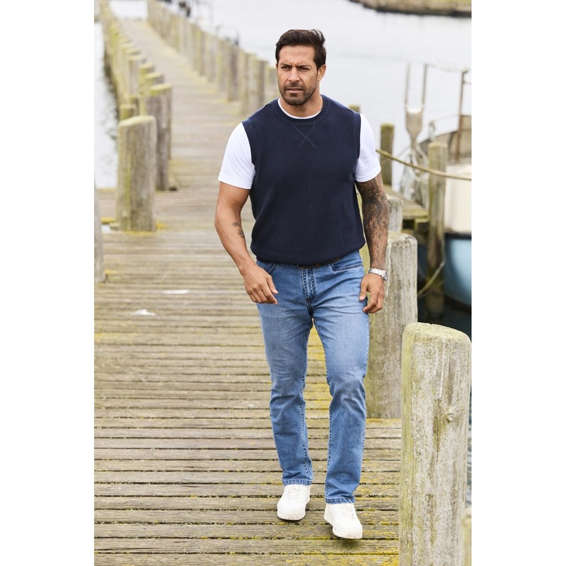 Jan Vanderstorm Urva Men's Sleeveless Knitted Casual Top, darkblue