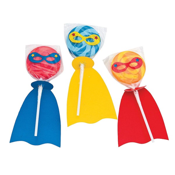 Superhero Swirl Pop Suckers (12 individually wrapped lollipops) Party Candy and Favors