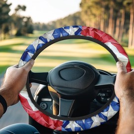 Panskyllis American Flag Steering Wheel Covers for Golf Carts Golf Cart Accessories Club Car Anti-Slip Size 13 3/4 13.5 14 Inch Odorless Comfy Steering Wheel Cover Gift for Women Men