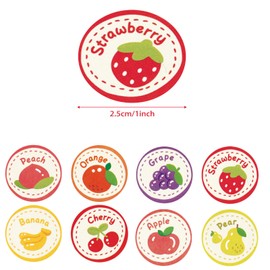 500Pcs Fruit Stickers, Cute 8 Styles 1 Inch Small Peach Orange Banana Cherry Grape Strawberry Apple Pear Sticker Round Roll for Kids Teachers Classroom Rewards Scrapbooking Crafts (Fruit)