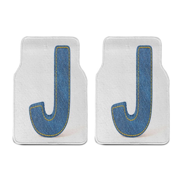 Ambesonne Letter J Car Mat Set of 2, Blue Jean