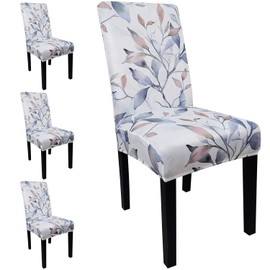 JQinHome Pattern Chair Covers for Dining Room Set of 4, High Stretch Removable Washable Parsons Chair Slipcover for Home Party Hotel Wedding Ceremony (Artistic Leaves,4PCS)