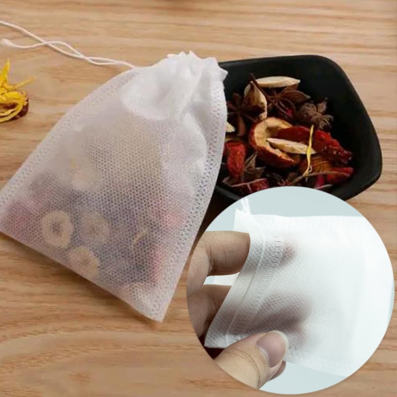 200 Pcs Disposable Tea Filter Bags, 6.94x9.05cm Drawstring Seal Filter