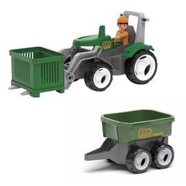 MultiGO Farm 2+1 Set Sandpit Toy for Children from 3 Years - Farmer with Tractor - Sand Toy for Outdoor Games - Car for the Garden