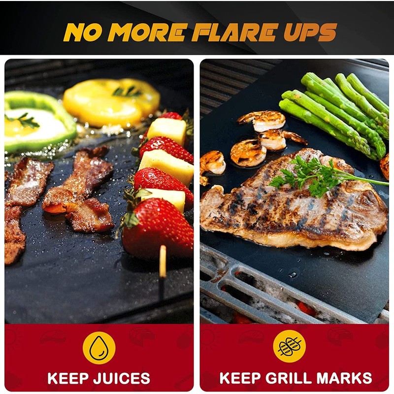 BBQ Grill Mat Set of 6+1, Reusable Non-Stick BBQ Mat,