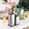 Knife Holder and Utensil Holder - Stainless-Steel Modern Rectangular Design