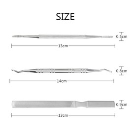 Nail Debris Remover, Nail File, Nail Lifter, Set of 3, Stainless Steel Nail Debris Removal, Toenail Care, Rolled Nails, Thick Nails, Nail Care