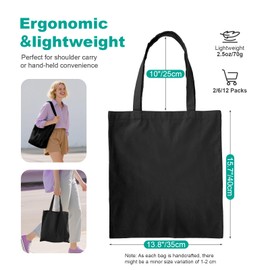 todbown Reusable Canvas Tote Bags - Lightweight Foldable Blank Grocery Bags, Eco-Friendly & Heavy Duty Tote Bags for Shopping, Travel, DIY, Gift (Black, 2-Pack)