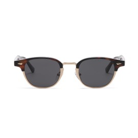 LJCZKA Polarised Round Sunglasses for Men Women Retro Small Round Sunglasses Classic Metal Frame Fashion Glasses with UV400 Protection, Leopard Gold Grey