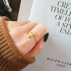 Evil Eye Ring Dainty Open Adjustable Rings Mal De Ojo Evil Eye Jewelry for Women Energy Protection Ring (style-3)