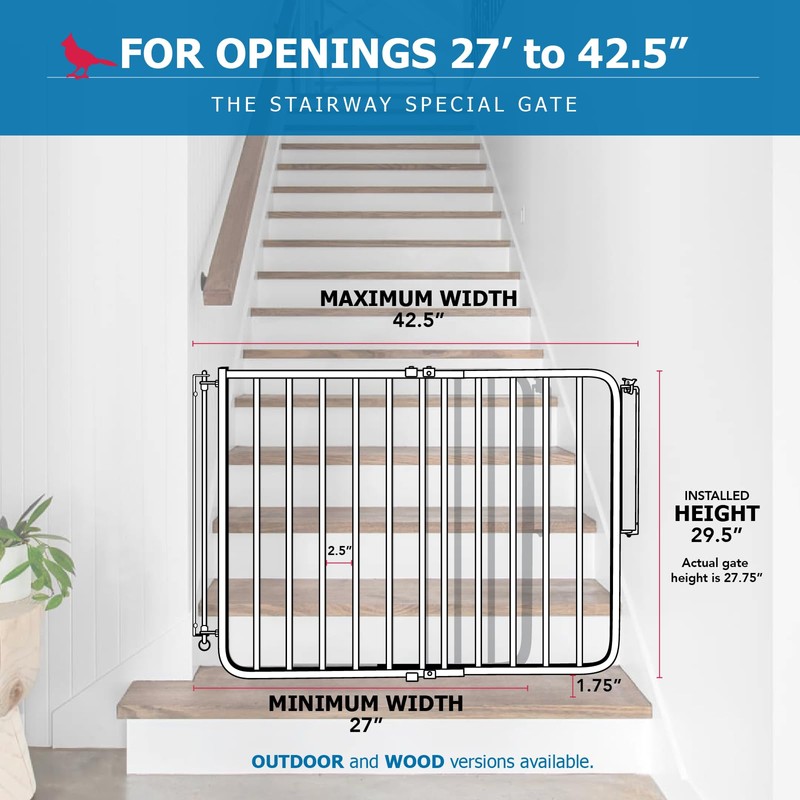 Cardinal Gates SS30 Stairway Special Baby Gate for Top of