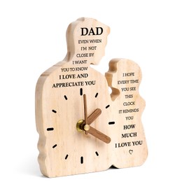 Silkwishes Dad Gifts for Fathers Day from Daughter Son, Dad Birthday Gifts for Daddy Papa, Wooden Clock Birthday Gift for Father, Fathers Day Present from Child