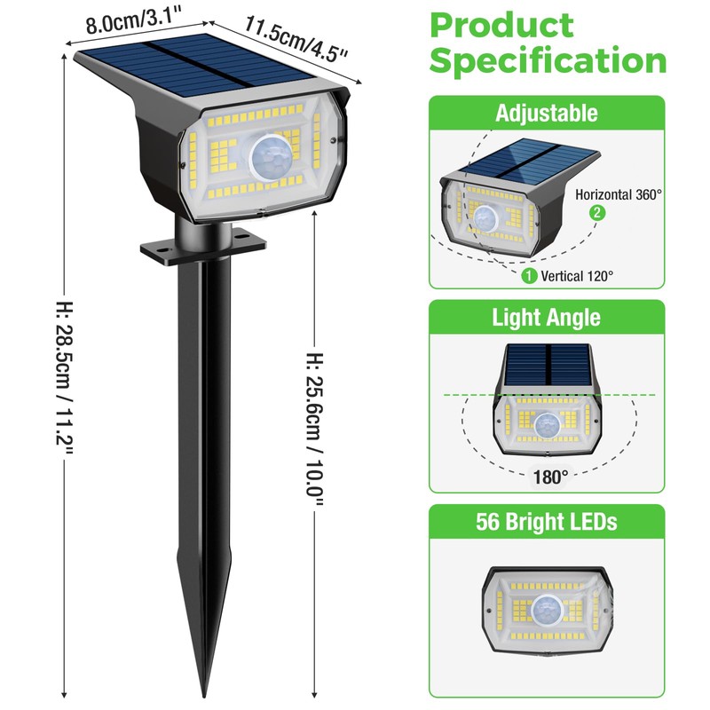 nipify Solar Spot Lights Outdoor Motion Sensor with 3 Modes,