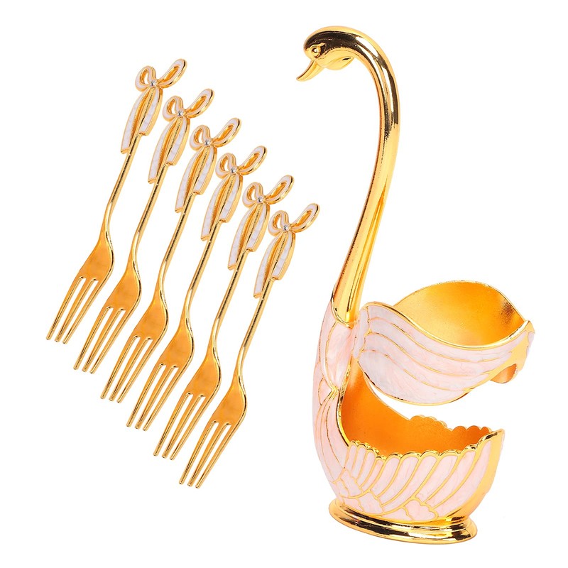 Tableware Sets, Fruit Dessert Flatware Swan Base Holder Spoon Organizer