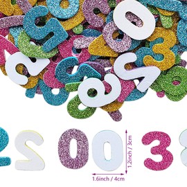 Jtnohx Glitter Number Stickers, Foam Numbers for Crafts, 150 Pcs Foam Stickers for Kids Crafts, 1.57" Size Craft Supplies (Number)