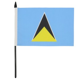 Saint Lucia Table Flag 5'' x 8'' - Saint Lucian Desk Flag 21 x 14 cm - Black plastic stick and base - AZ FLAG