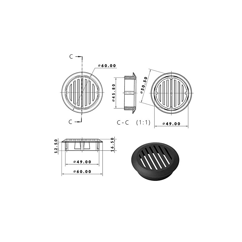cyclingcolors 10x Ventilation Grille Exhaust Grille Outer Grille Round Total