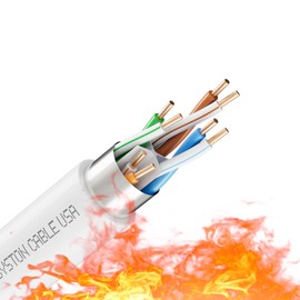 Syston Cat 6E Ethernet Network Cable Shielded - 50 FT, 600MHz 23 AWG F/UTP Solid Bare Copper Wire, Plenum-Rated CMP Sunlight-Resistant Indoor/Outdoor Use, Bulk No Ends 20 ft to 1000 ft Available