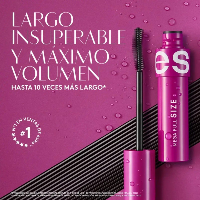 Máscara Pestañas Mega Full Size Ésika Rimel Gel Extensiones