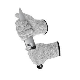 Tangseajiao 1 Pairs Gray Secure Cut Resistant Gloves, Safety Work Gloves Level 5 Protection, Food Grade Reliable Cutting