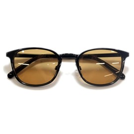 MERRY PLEASURE Sunglasses, Date Glasses, Light Color Lens, Wellington, Boston, Bosrington, Thin Color, Round Glasses, Men's, Women's, Asian Fit, Black x Lt.BROWN (Polarized Lenses)
