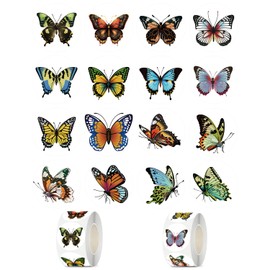 UVUXO 600 PCS Butterfly Stickers Rolls for Kids -Round1.5 Inch 16 Styles Butterfly Kindergarten Stickers Teacher Stickers for Kids Birthday Party School Reward Giveaways