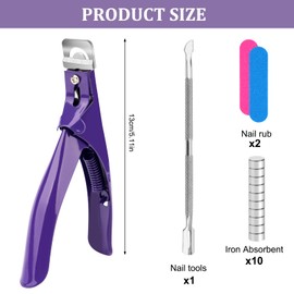 Nail Clippers, Gel Nails Made of Stainless Steel with 10 Sizer Magnets, Professional Acrylic Nail Clippers, Trimmer, Manicure Tip Cutter for Artificial Nails, Acrylic Nails, Natural Nails, Nail